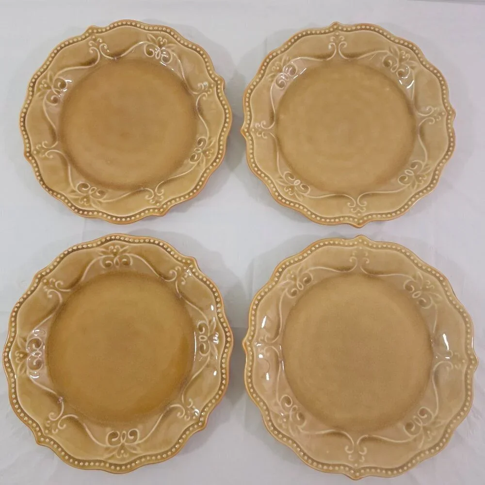 The Pioneer Woman Paige Crackle Glaze Amber Salad Luncheon Plates – Set of 4